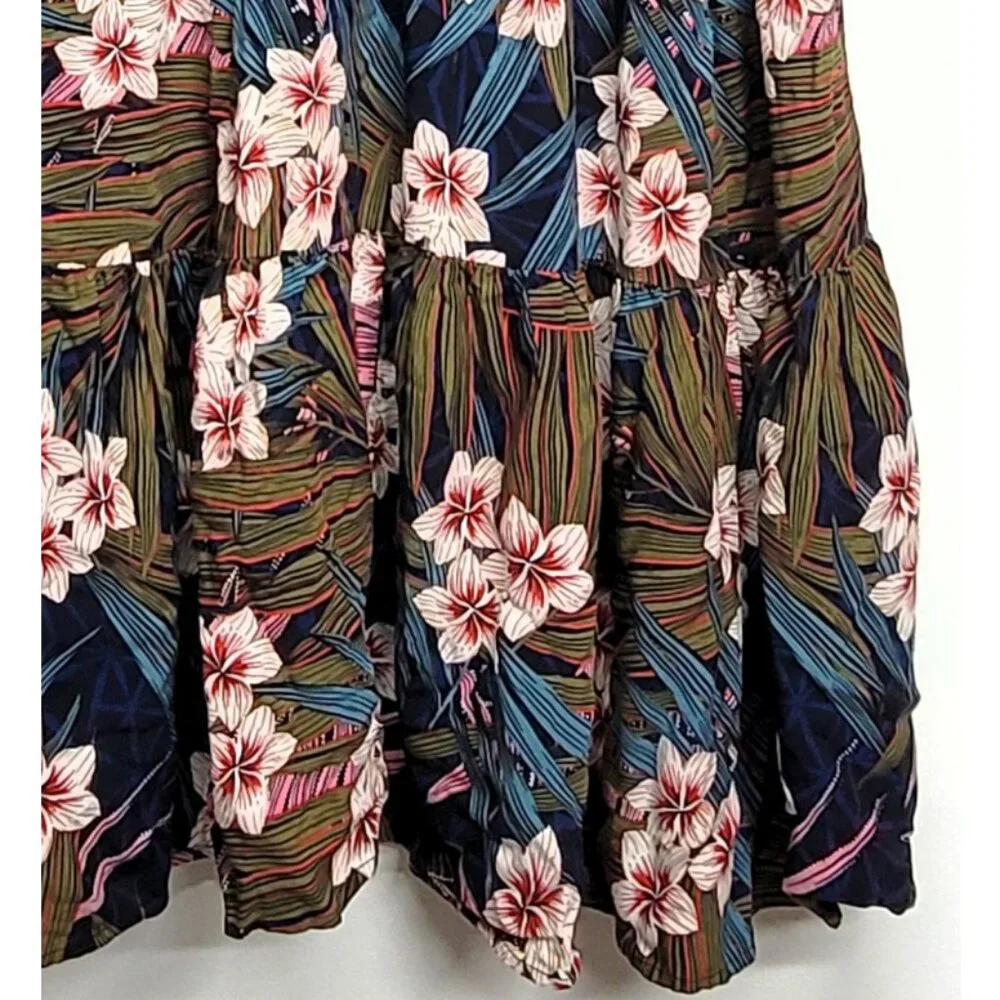 Loralette Floral Palm Tiered Flutter Sleeve Dress 20